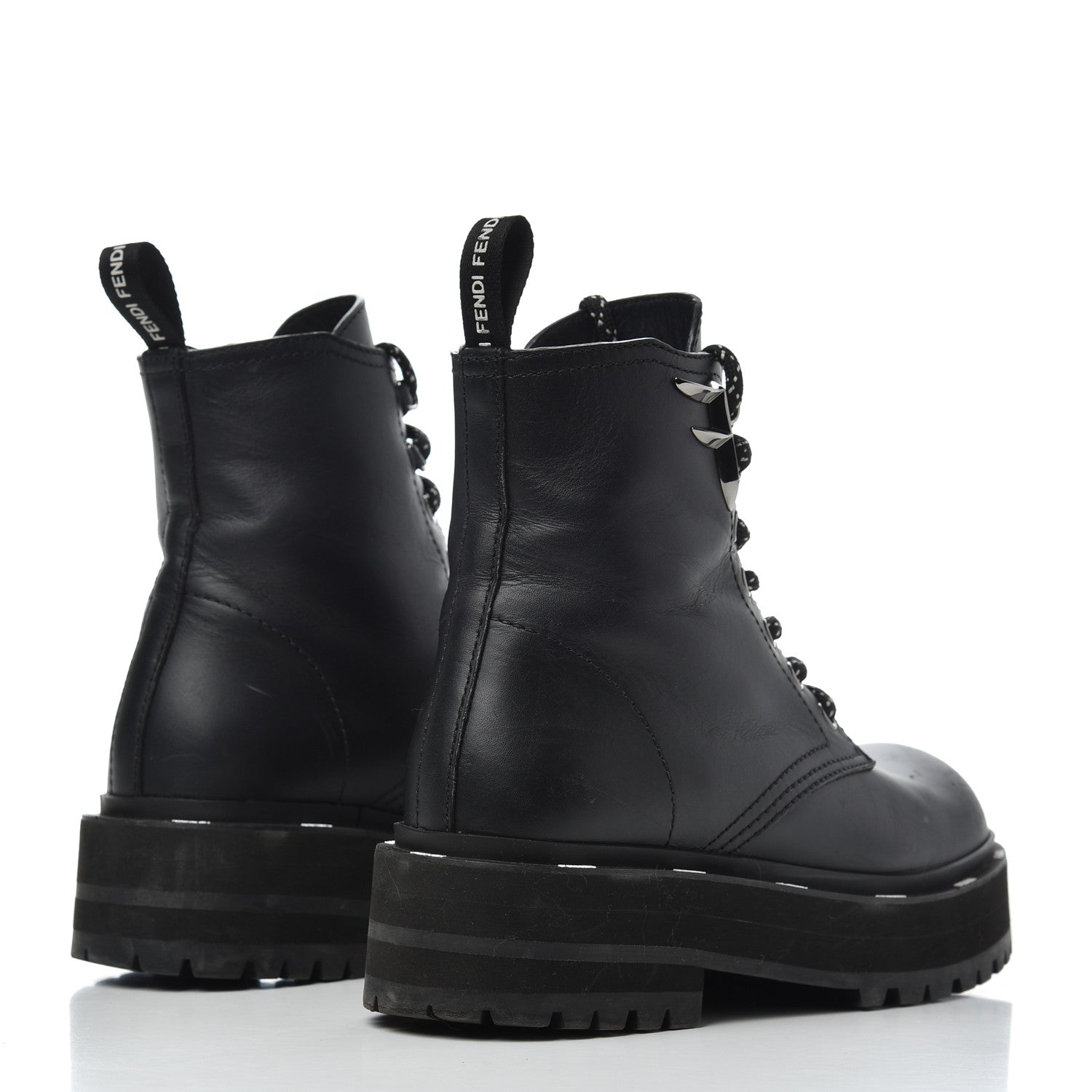 Fendi Calfskin FFreedom Platform Biker Boots 35 Black 4 of 18