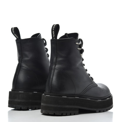 Fendi Calfskin FFreedom Platform Biker Boots 35 Black 4 of 18