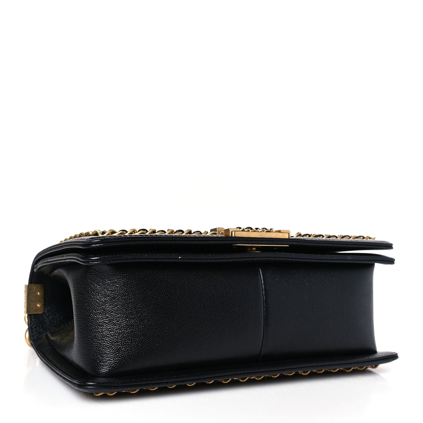 Caviar Quilted Medium Chain Around Boy Flap Black