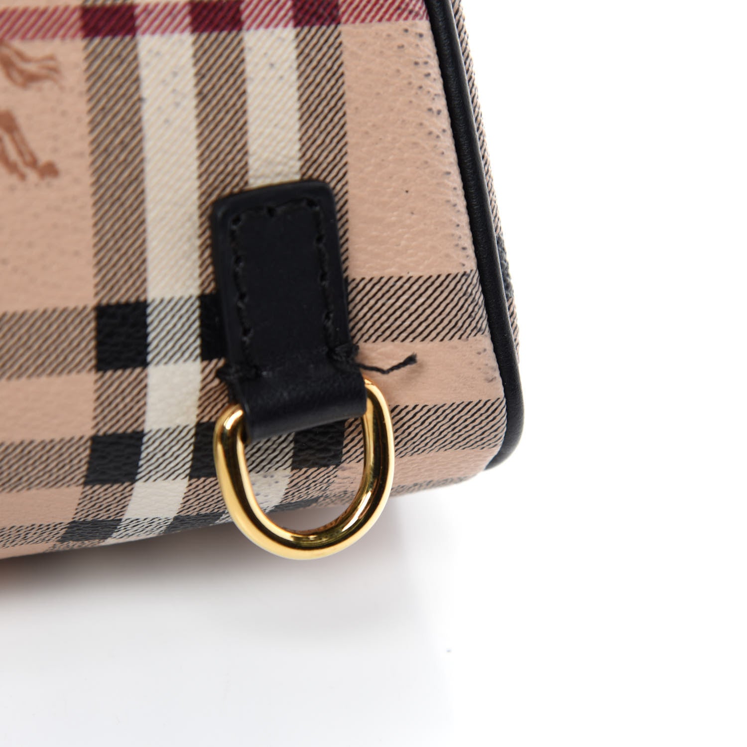 Burberry Perforated Calfskin Haymarket Check Baby Bridle Crossbody Black 9 of 11
