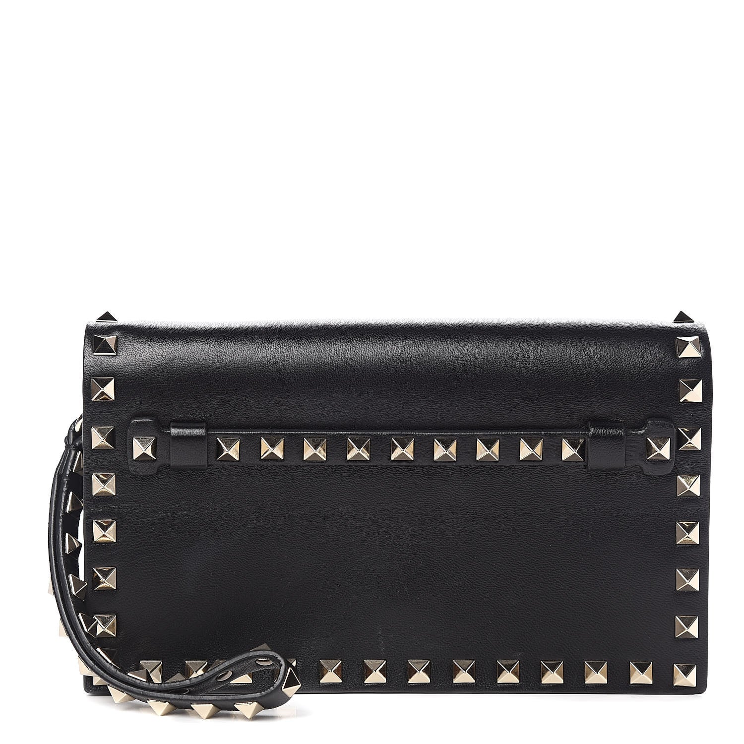 Valentino Garavani Nappa Small Rockstud Wristlet Clutch Black 1 of 7