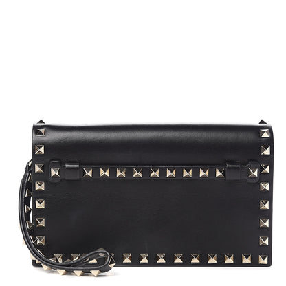 Valentino Garavani Nappa Small Rockstud Wristlet Clutch Black 1 of 7