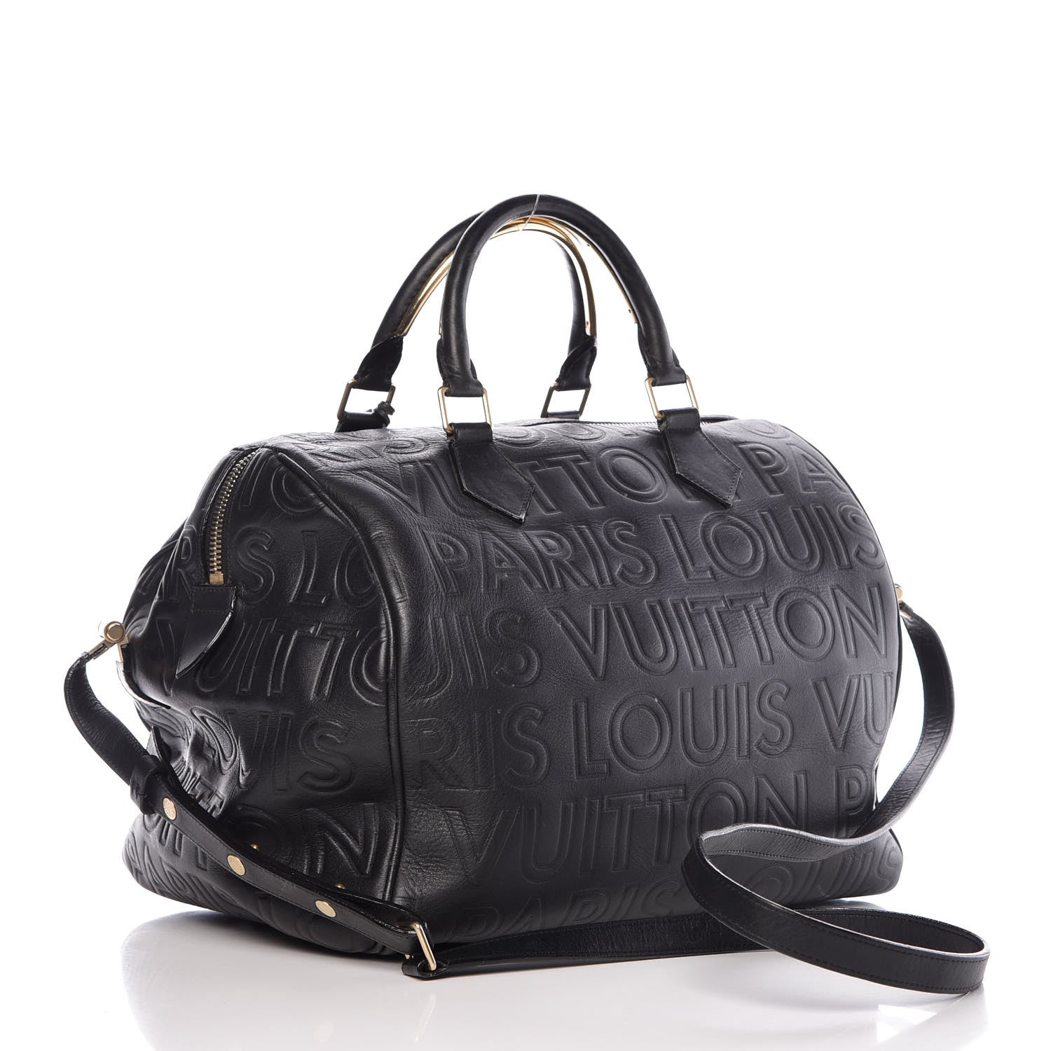 Louis Vuitton Calfskin Embossed Speedy Cube 30 Black 3 of 26