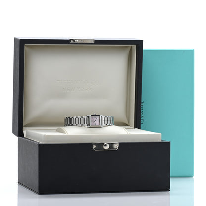 Tiffany Stainless Steel Diamond Pink Mother of Pearl 16mm 1837 Makers Square Quartz Watch 5 of 5