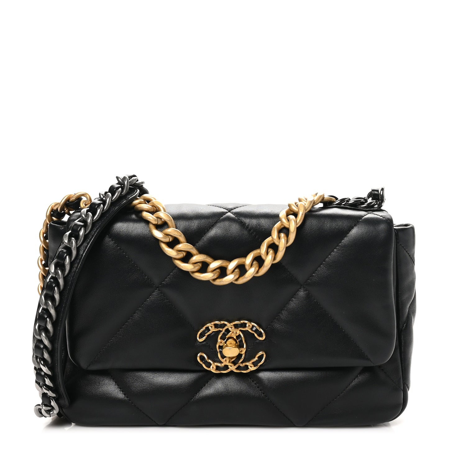 Lambskin Quilted Medium Chanel 19 Flap Black