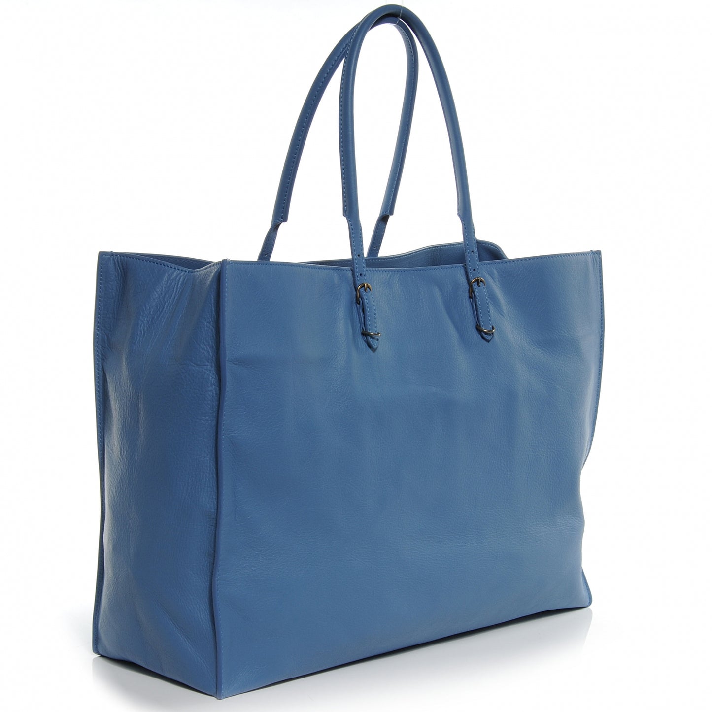 Veau Leather Papier A4 Tote Blue
