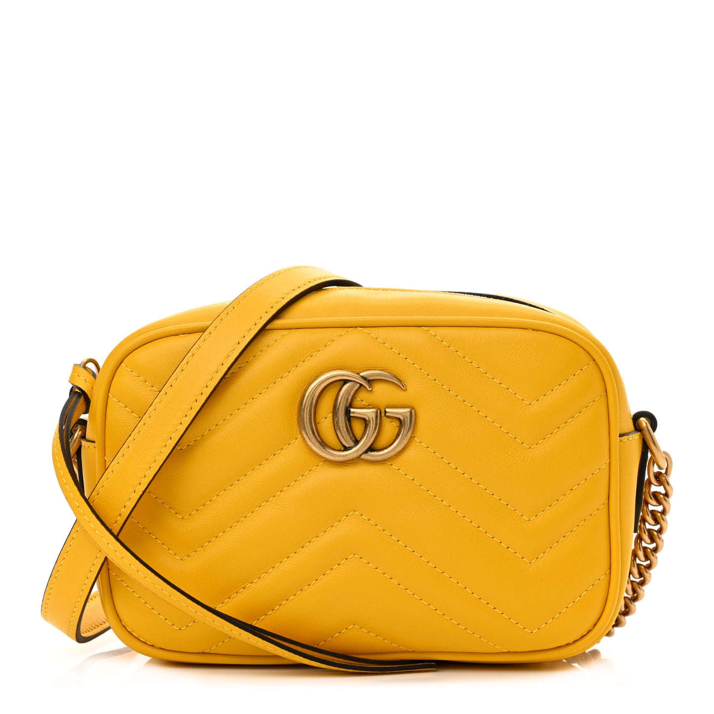 Calfskin Matelasse Mini GG Marmont Chain Shoulder Bag Stone Topaz