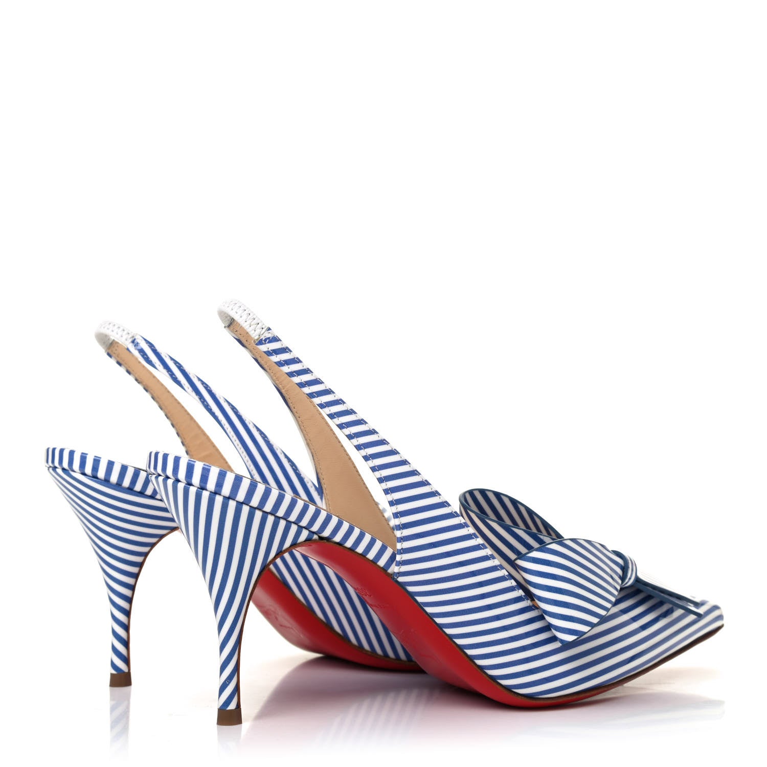Christian Louboutin Patent Stripes Clare Nodo 80 Pumps 36.5 Jeans White 3 of 4
