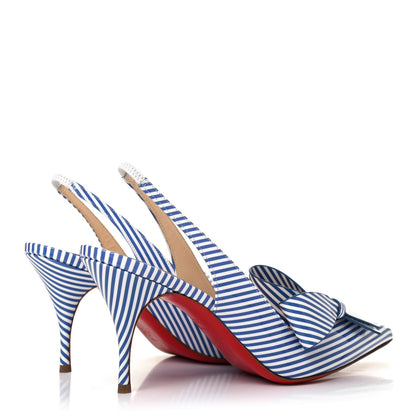 Christian Louboutin Patent Stripes Clare Nodo 80 Pumps 36.5 Jeans White 3 of 4