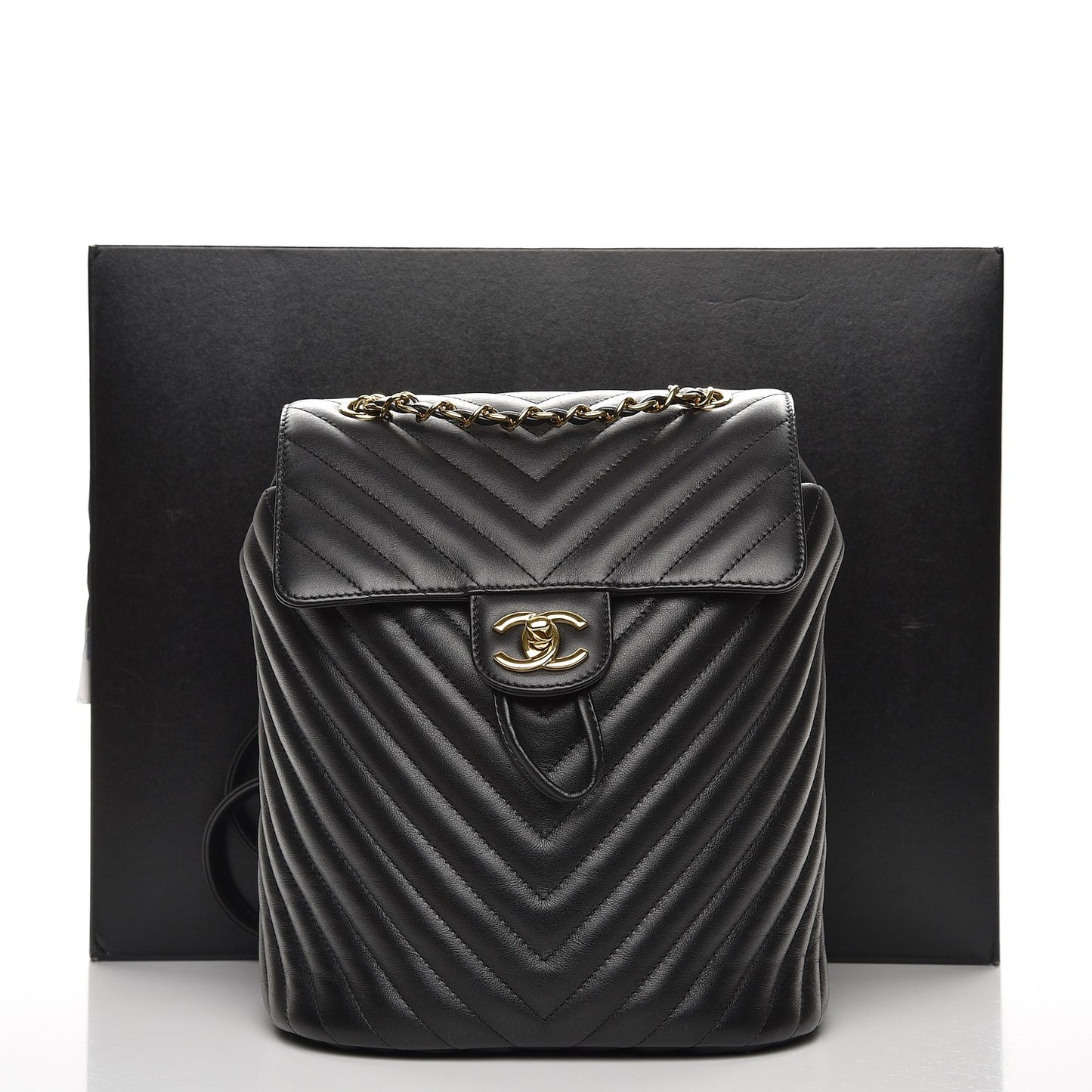 Calfskin Chevron Quilted Small Urban Spirit Backpack Black