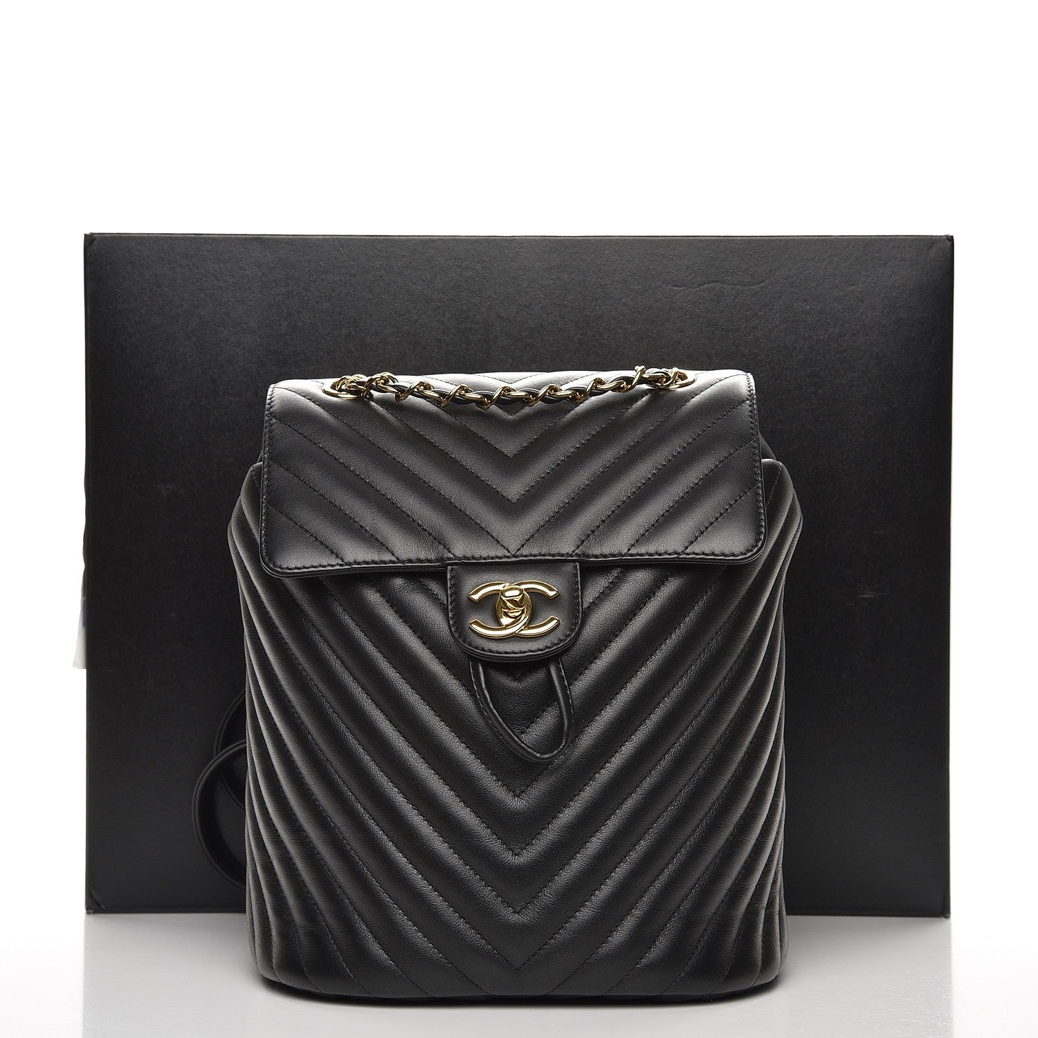 Chanel Calfskin Chevron Quilted Small Urban Spirit Backpack Black 8 of 8