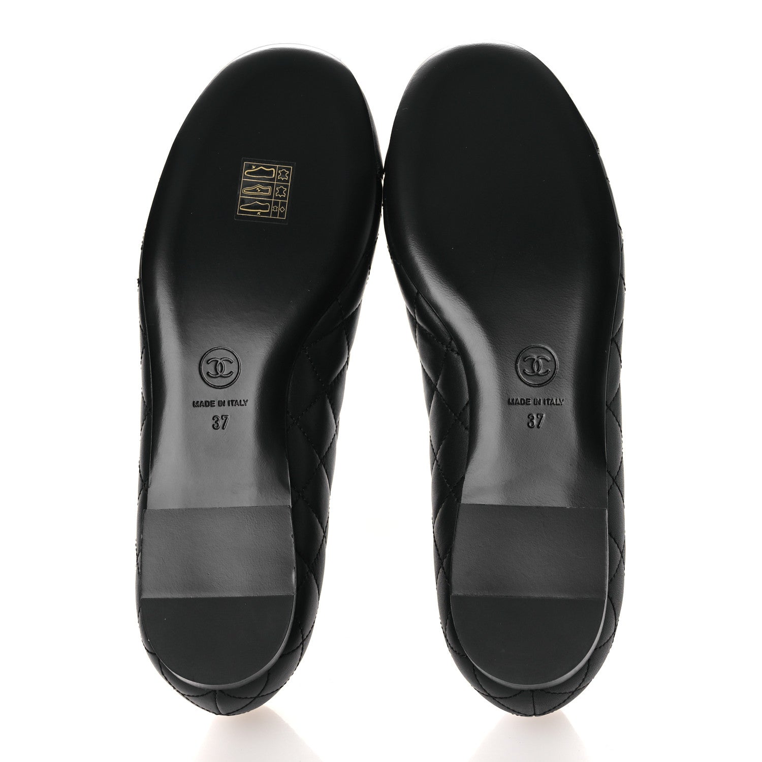 Chanel Calfskin Lambskin Quilted CC Cap Toe Ballerina Flats 37 Black 7 of 11