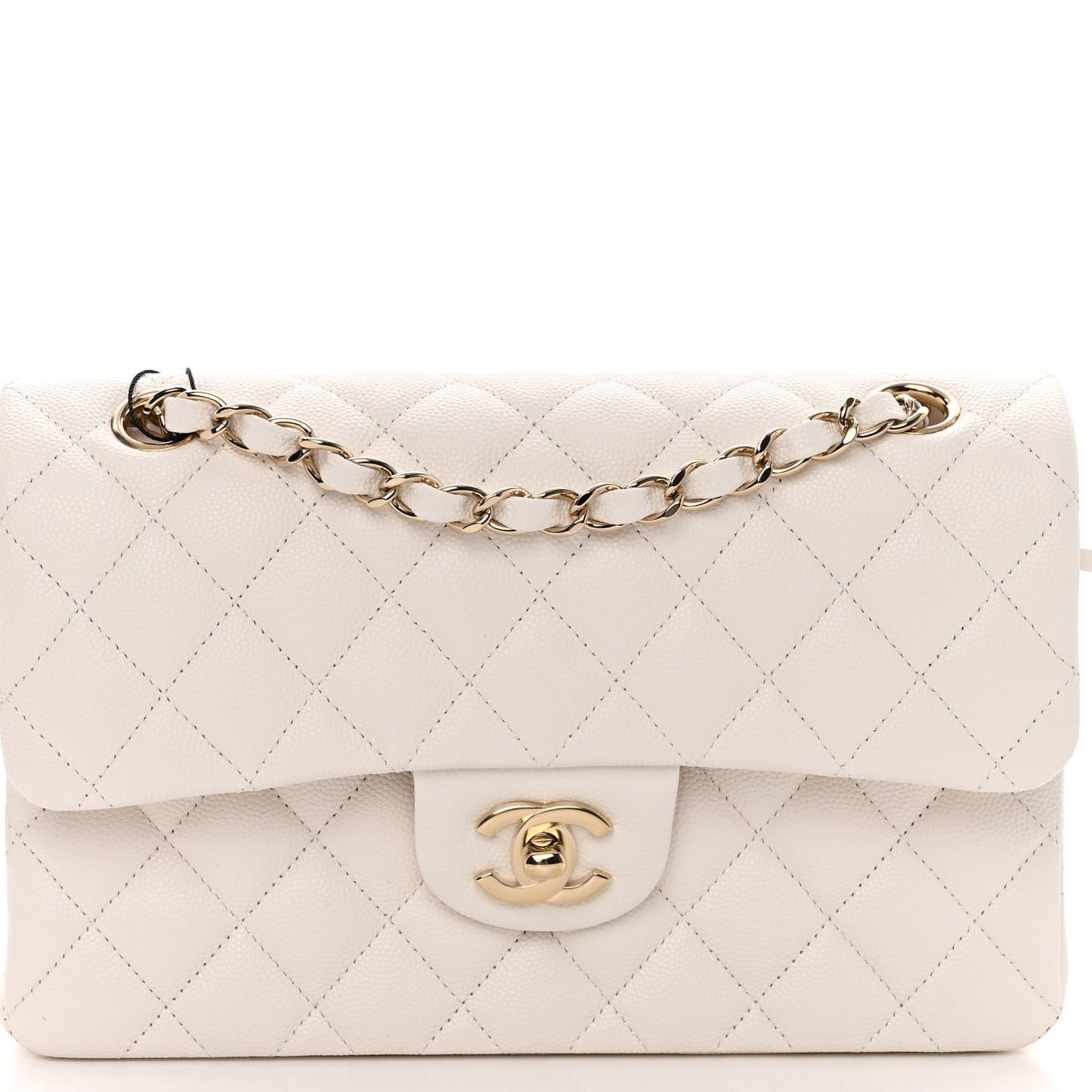 Caviar Quilted Small Double Flap White