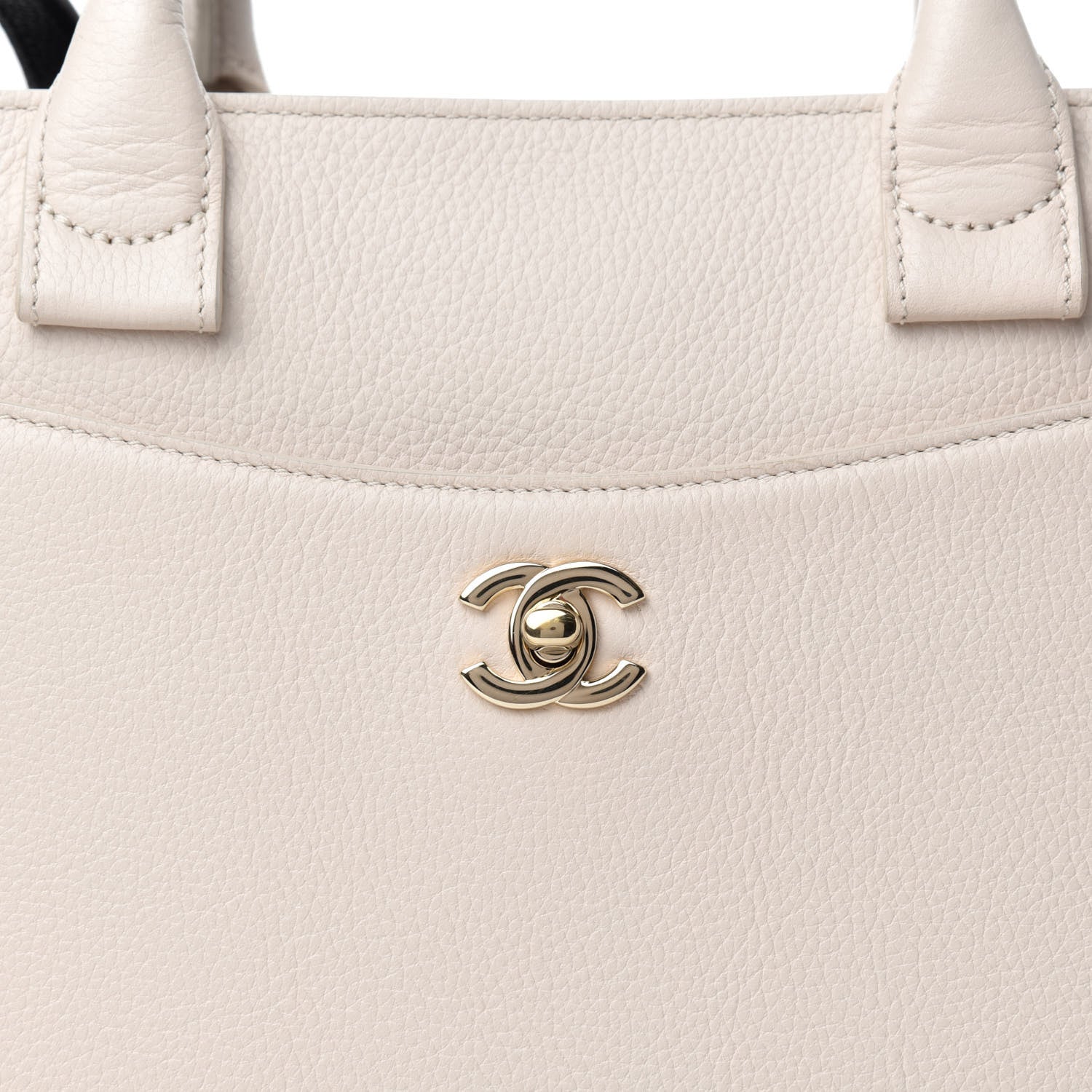 Chanel Grained Calfskin Small Bi-Color Neo Executive Shopper Tote Beige Black 11 of 11
