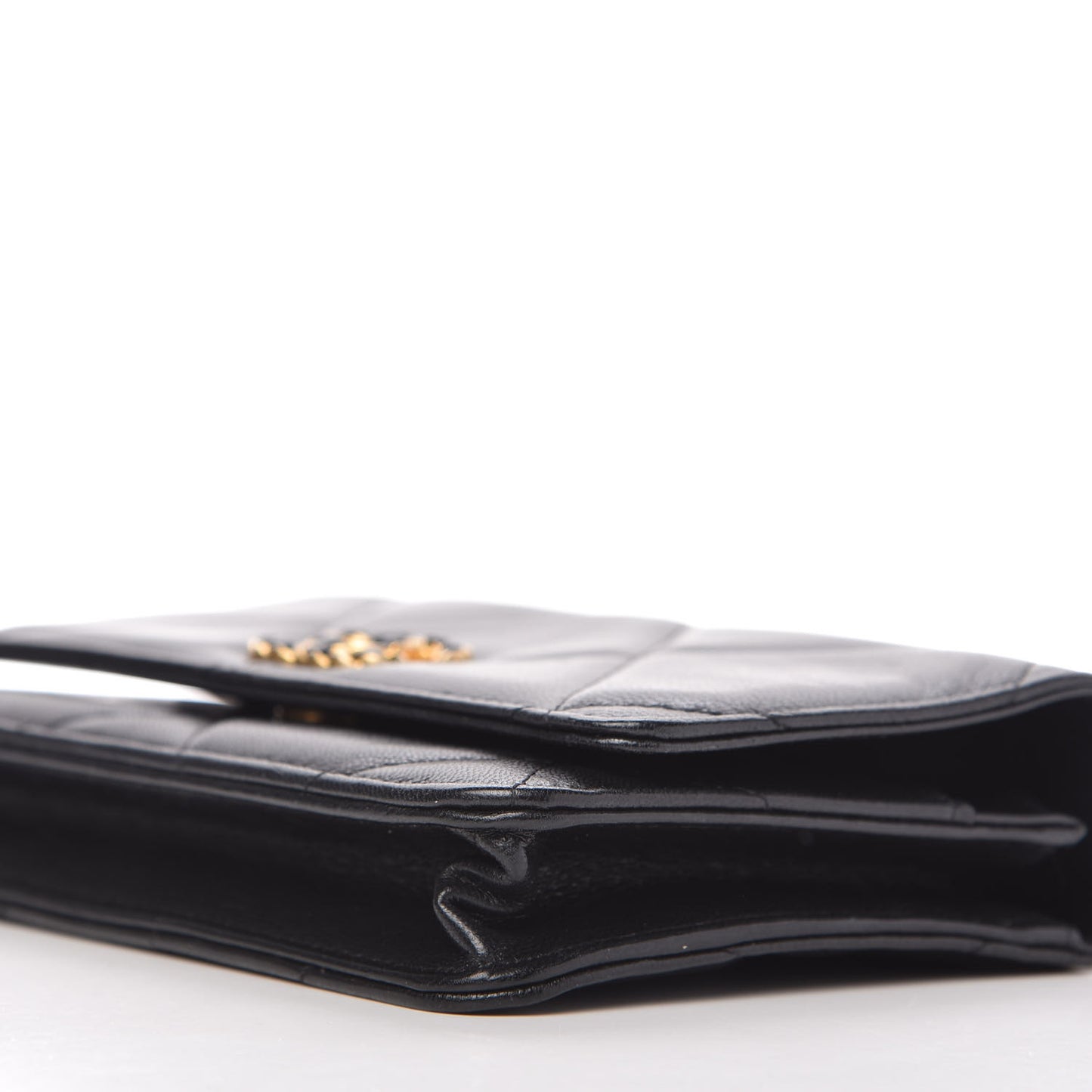 Lambskin Quilted Chanel 19 Wallet On Chain WOC Black