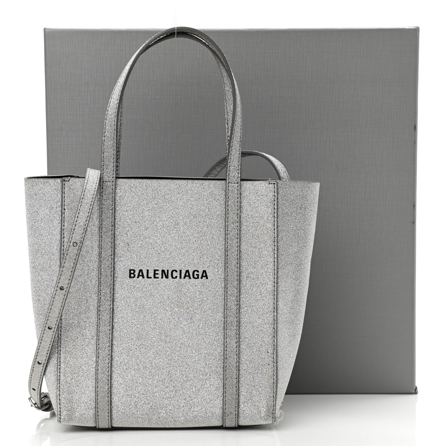 Glitter Calfskin XXS Everyday Tote Silver