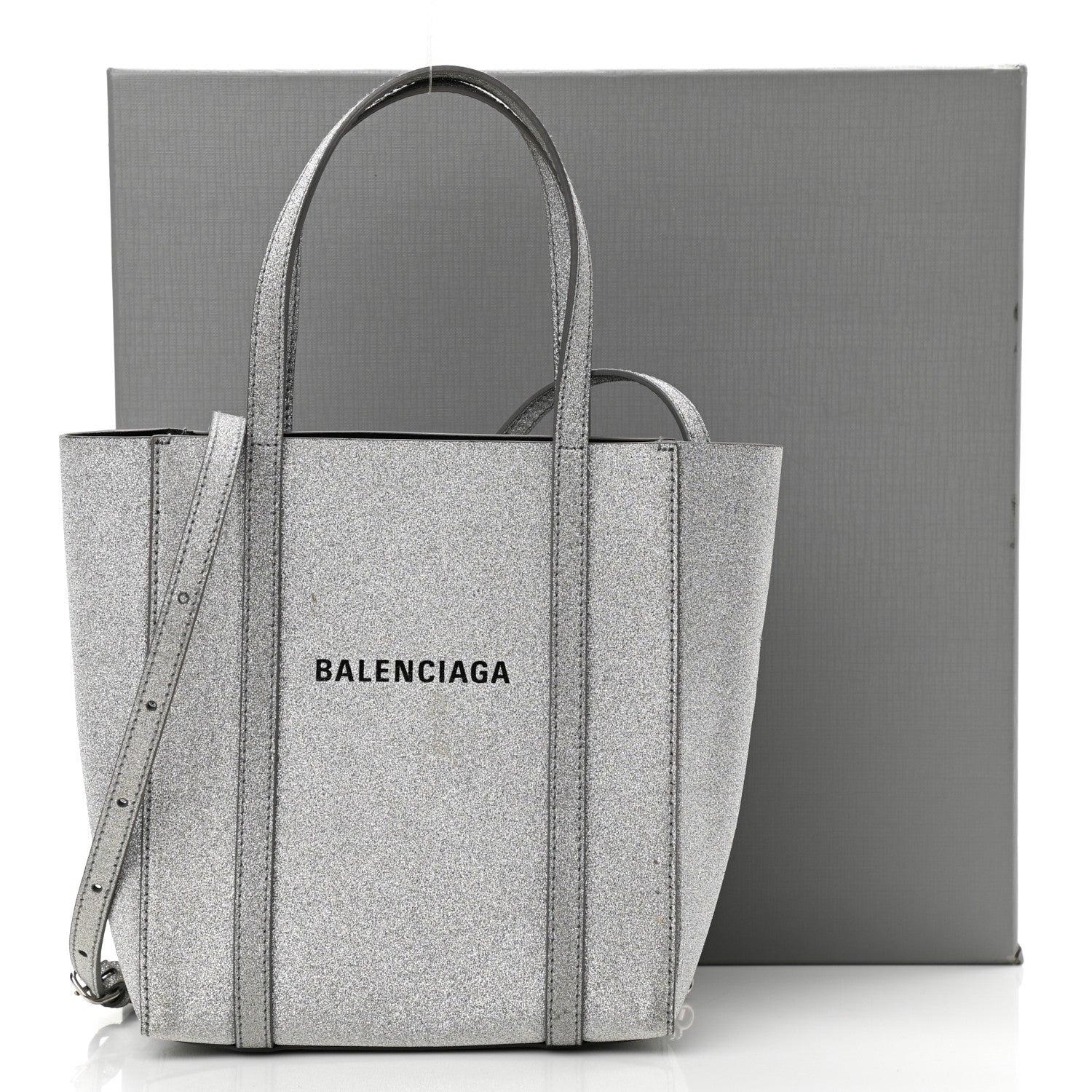 Balenciaga Glitter Calfskin XXS Everyday Tote Silver 12 of 12