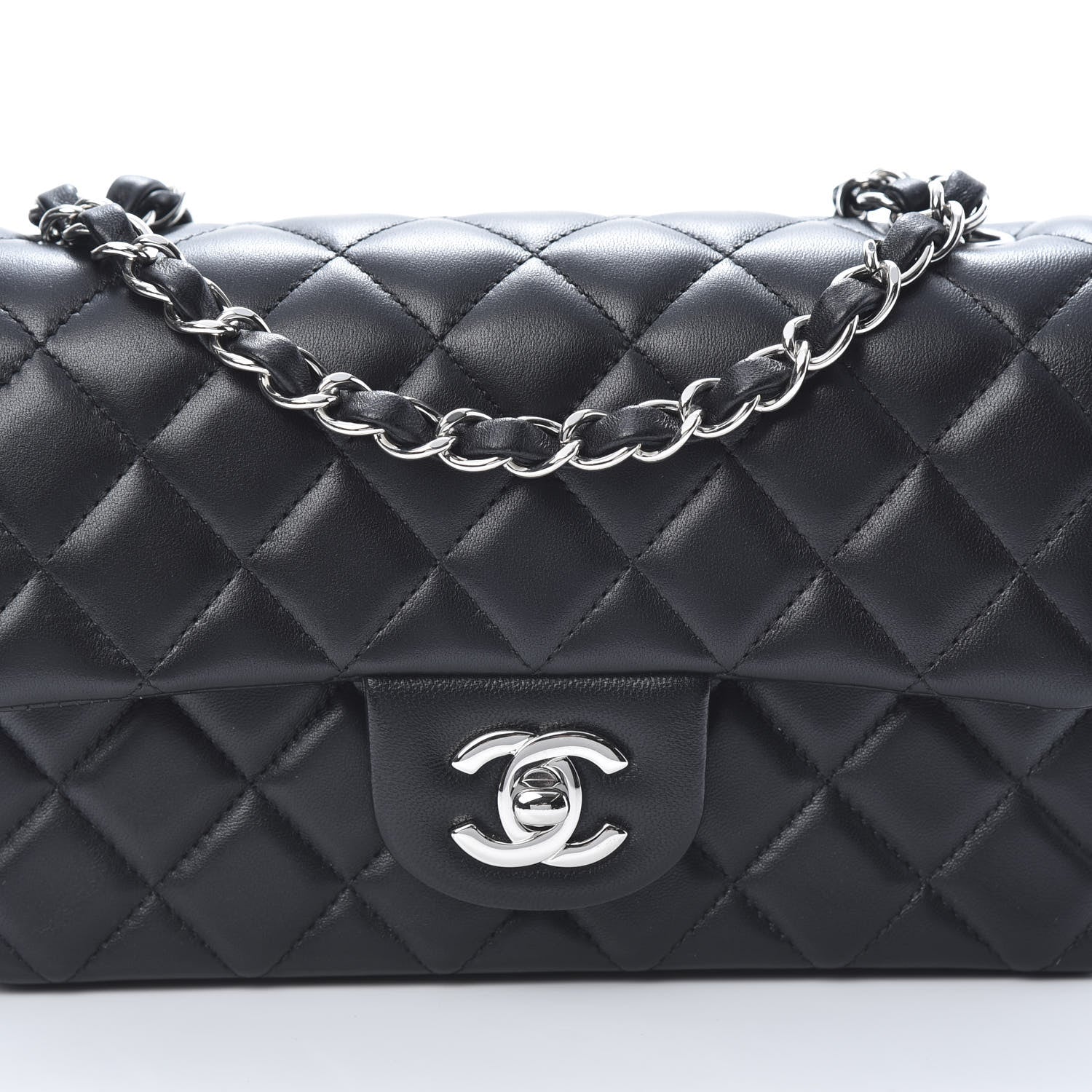 Chanel Lambskin Quilted Mini Rectangular Flap Black 8 of 11