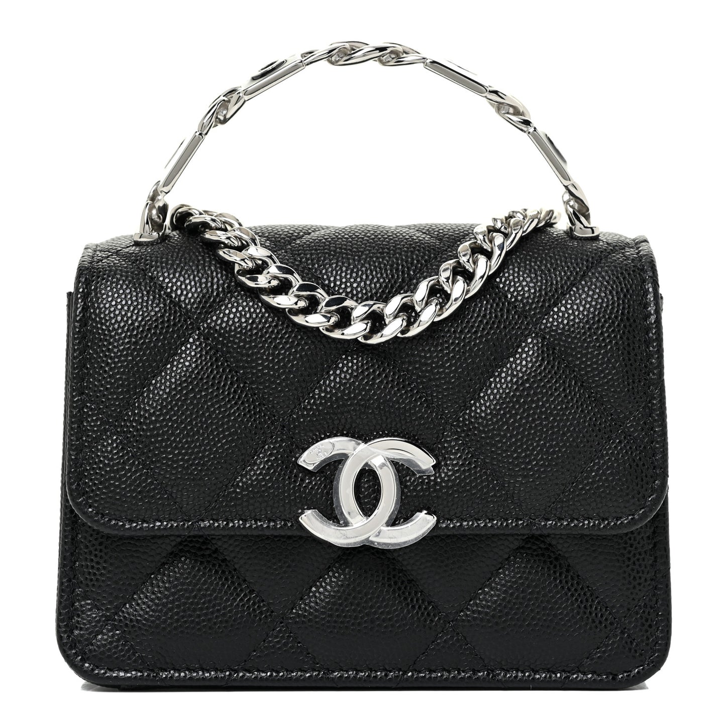 Caviar Quilted Pick Me Up Clutch With Chain Black