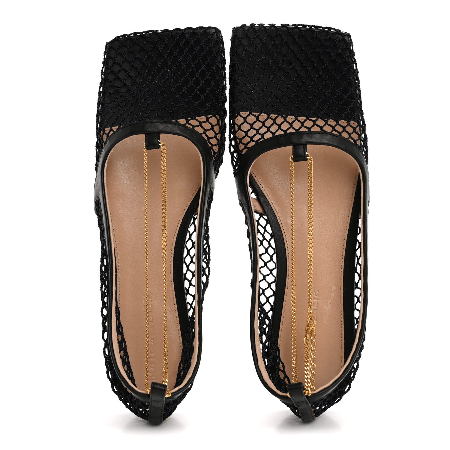 Bottega Veneta Mesh Nappa Chunky Chain Stretch Ballerina Flats 37 Black 2 of 9