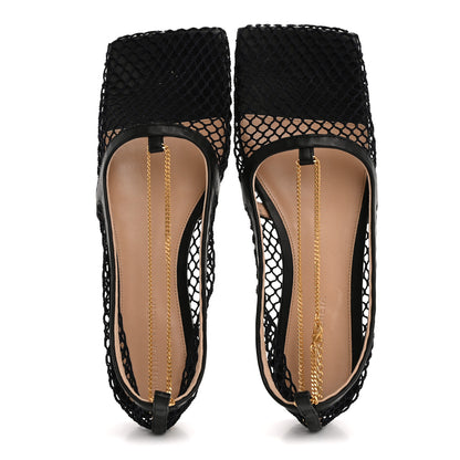 Bottega Veneta Mesh Nappa Chunky Chain Stretch Ballerina Flats 37 Black 2 of 9