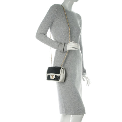 Chanel Calfskin Quilted Graphic Mini Flap Bag Black White 2 of 11