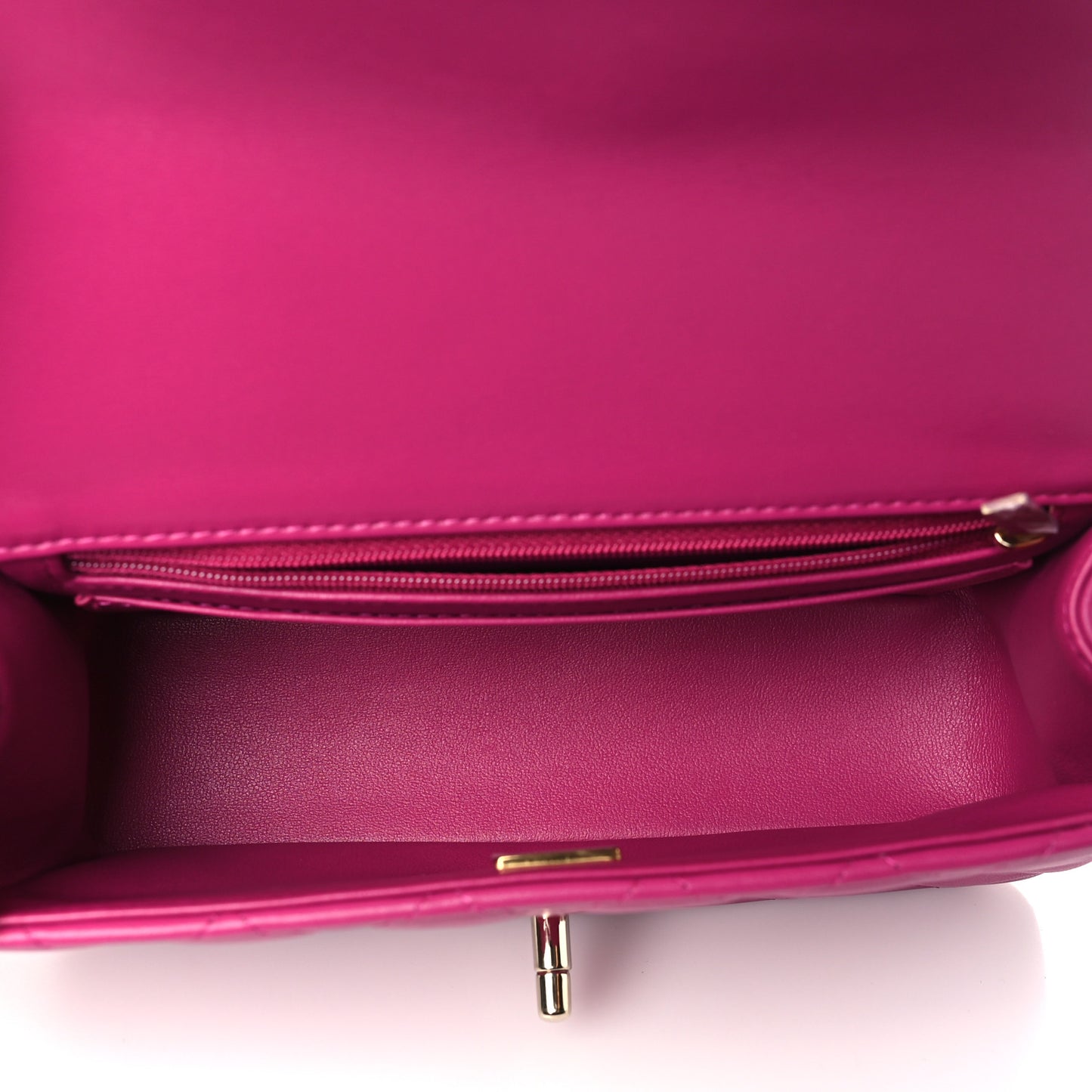 Lambskin Quilted Mini Top Handle Rectangular Flap Fuchsia