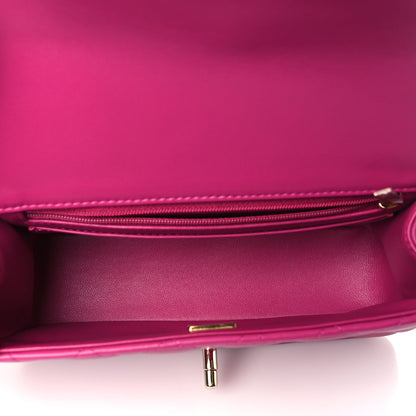 Chanel Lambskin Quilted Mini Top Handle Rectangular Flap Fuchsia 5 of 11