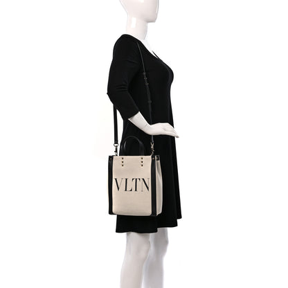 Valentino Garavani Canvas VLTN Print Tote Black Ivory 2 of 8