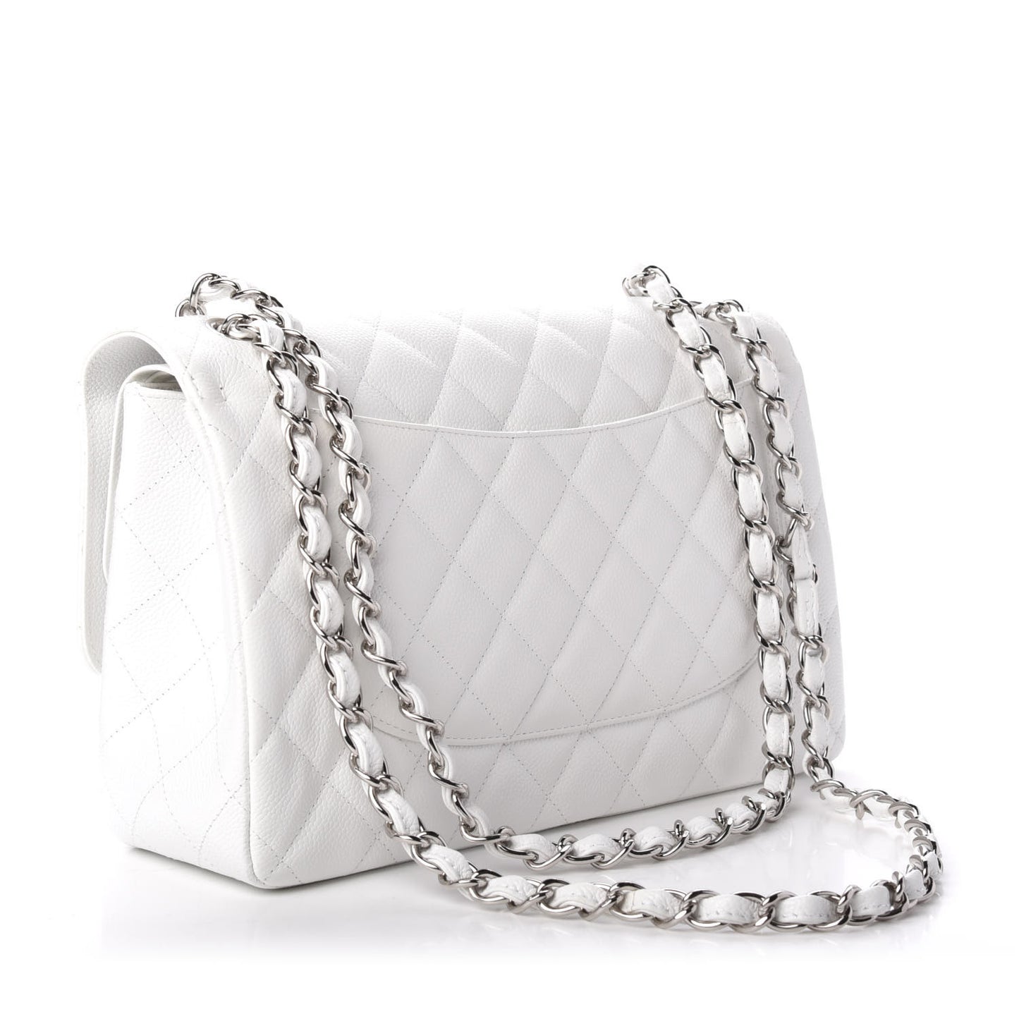 Caviar Quilted Jumbo Double Flap White