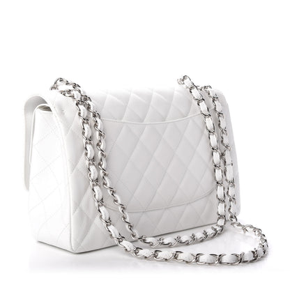 Chanel Caviar Quilted Jumbo Double Flap White 3 of 10