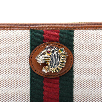 Gucci Vintage Canvas Calfskin Rajah Zip Around Wallet Sand Light Cuir 12 of 13