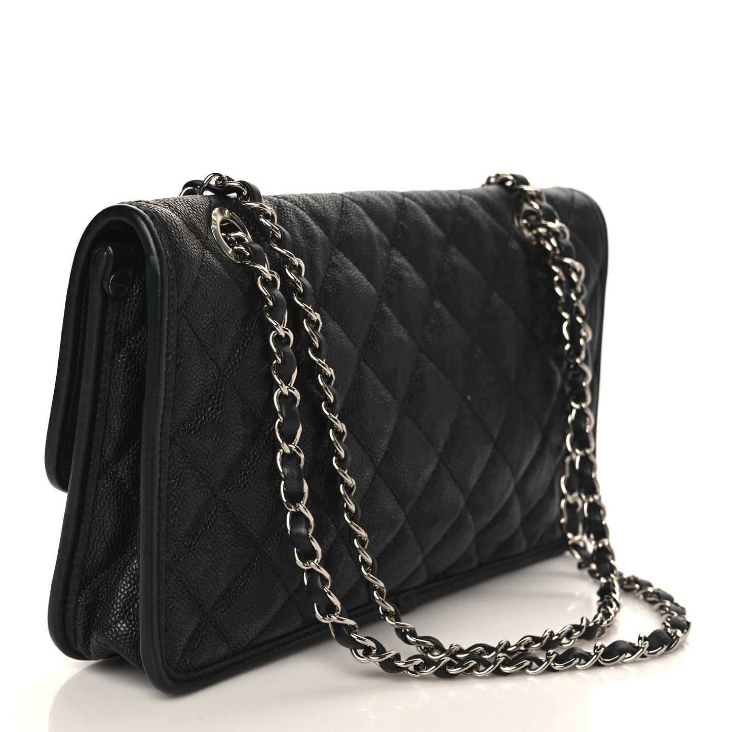 Caviar Quilted Medium French Riviera Flap Black