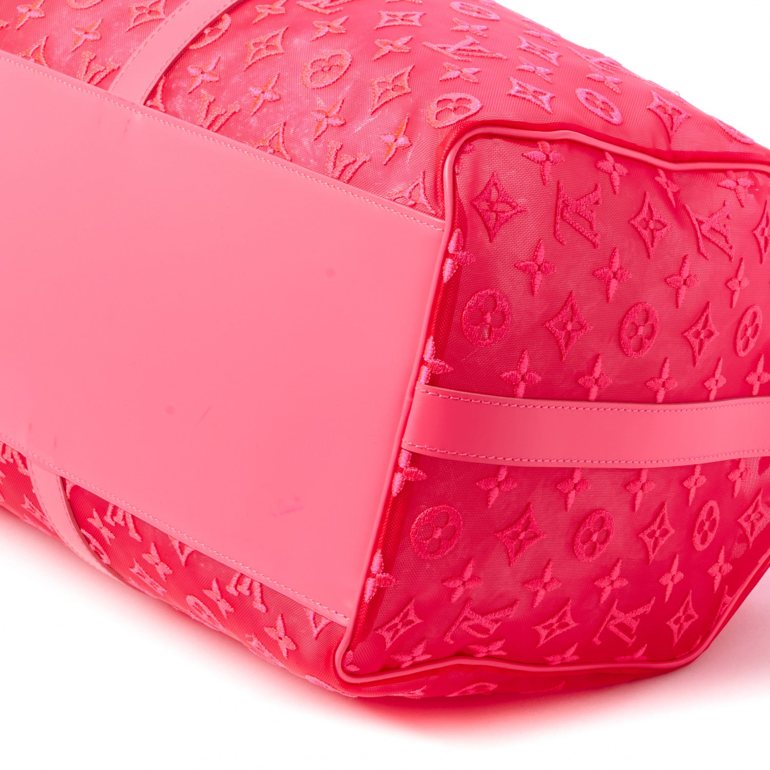 Louis Vuitton Monogram Fluo See Through Keepall Bandouliere 50 Rose 4 of 12