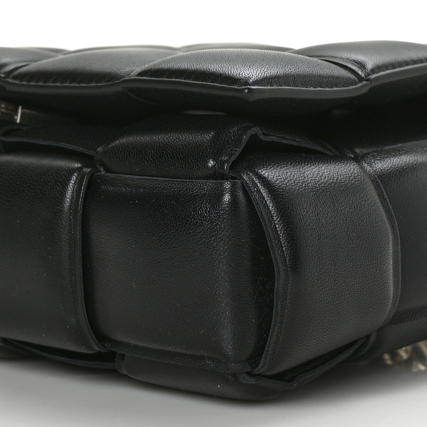 Lambskin Maxi Intreccio Padded Chain Cassette Crossbody Bag Black