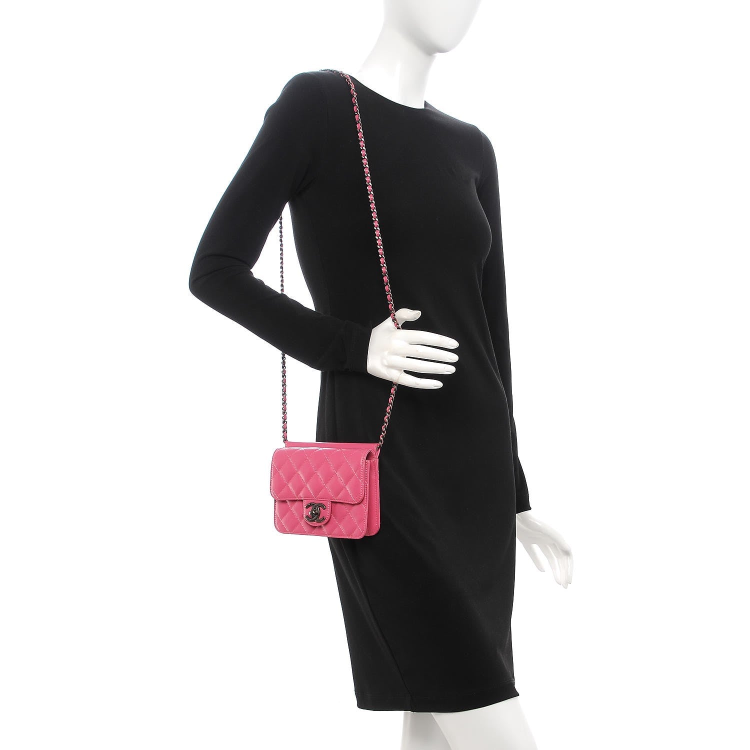 Chanel Lambskin Quilted Mini Crossing Times Flap Pink 2 of 7