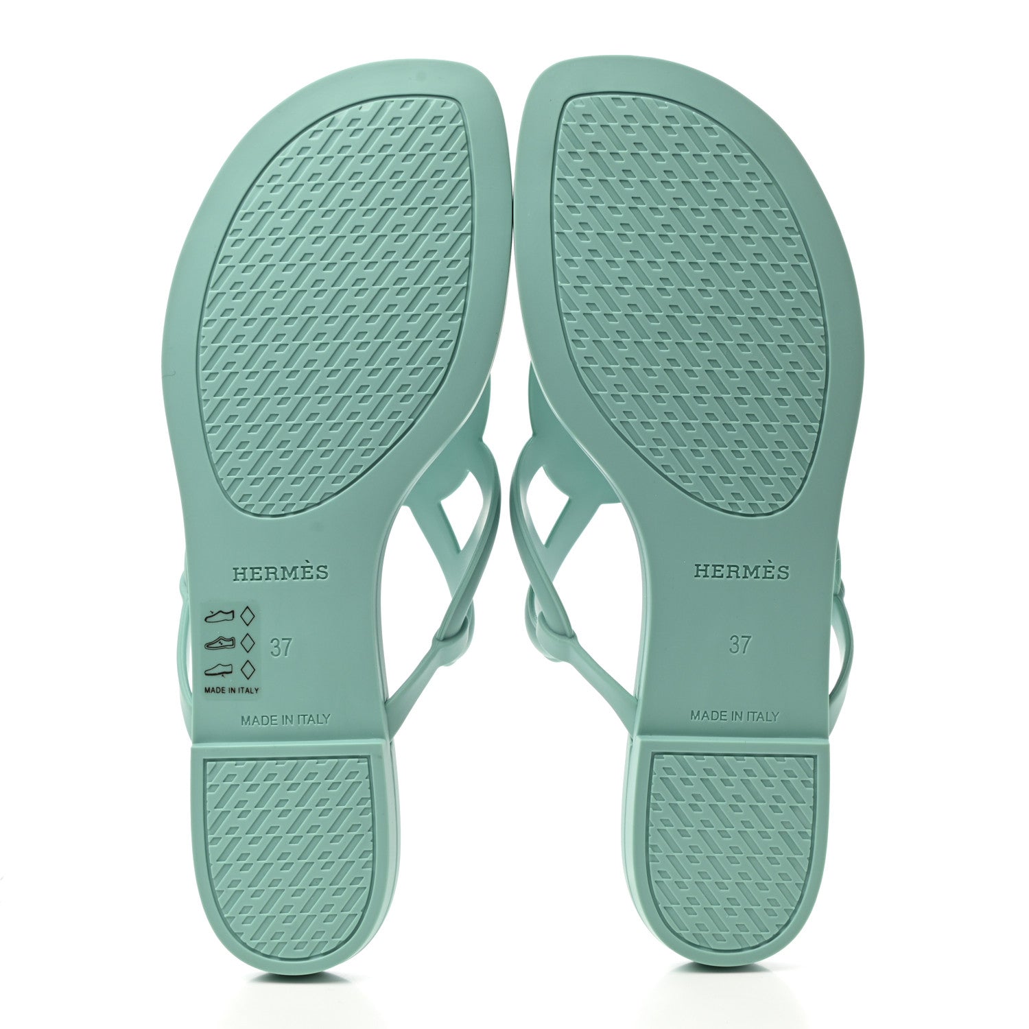 Hermes Rubber Womens Egerie Sandals 37 Vert Embrun 5 of 9