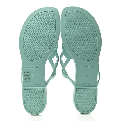 Hermes Rubber Womens Egerie Sandals 37 Vert Embrun 5 of 9
