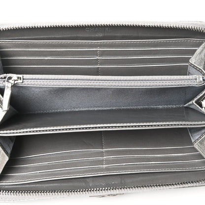 Chanel Metallic Calfskin Quilted Boy Chain Large Gusset Zip Around Wallet Silver 4 of 4