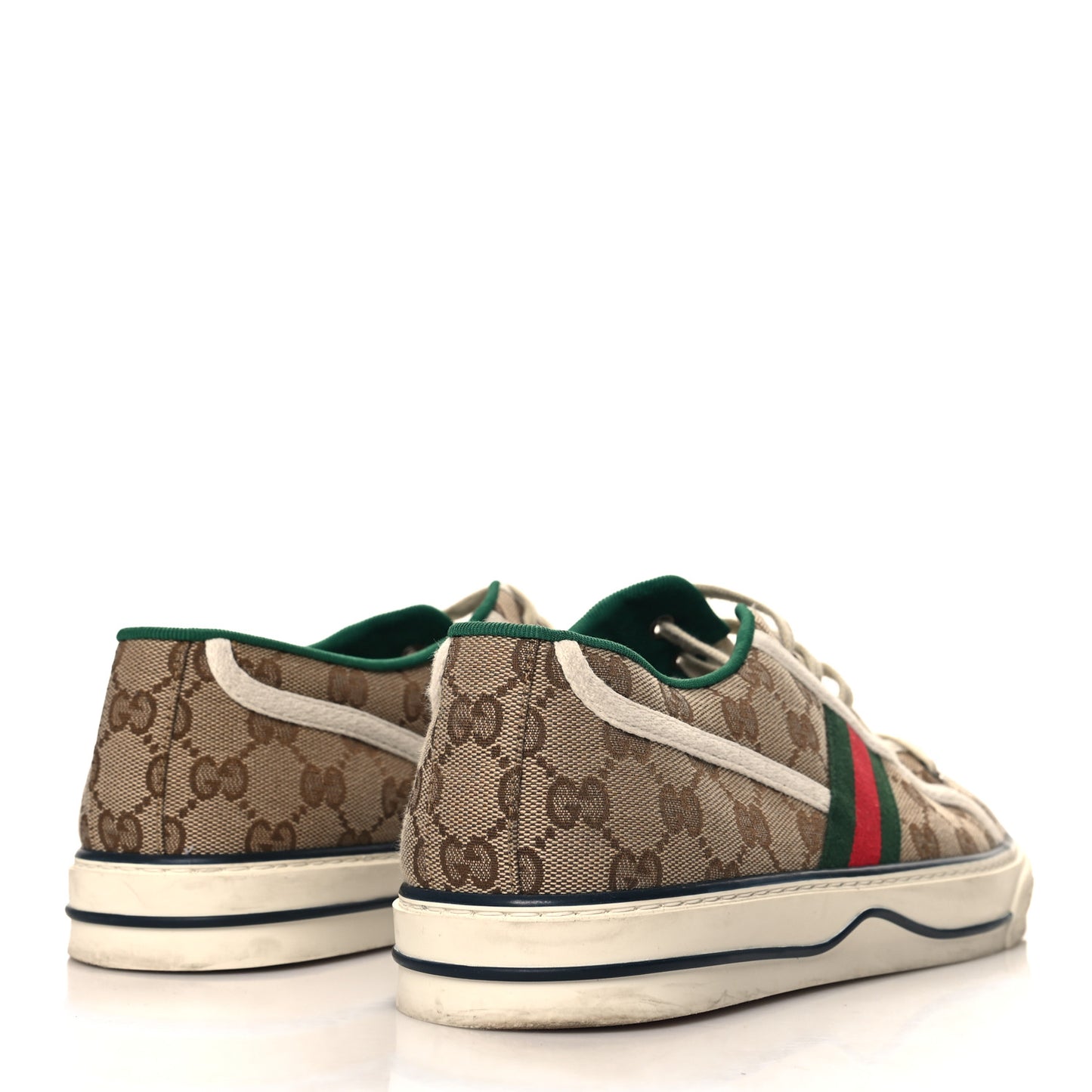 GG Monogram Web Mens 1977 Tennis Sneakers 10.5 Beige Ebony Mystic White