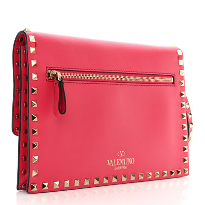 Valentino Garavani Vitello Rockstud Flip Lock Wristlet Clutch Deep Fuxia 3 of 6