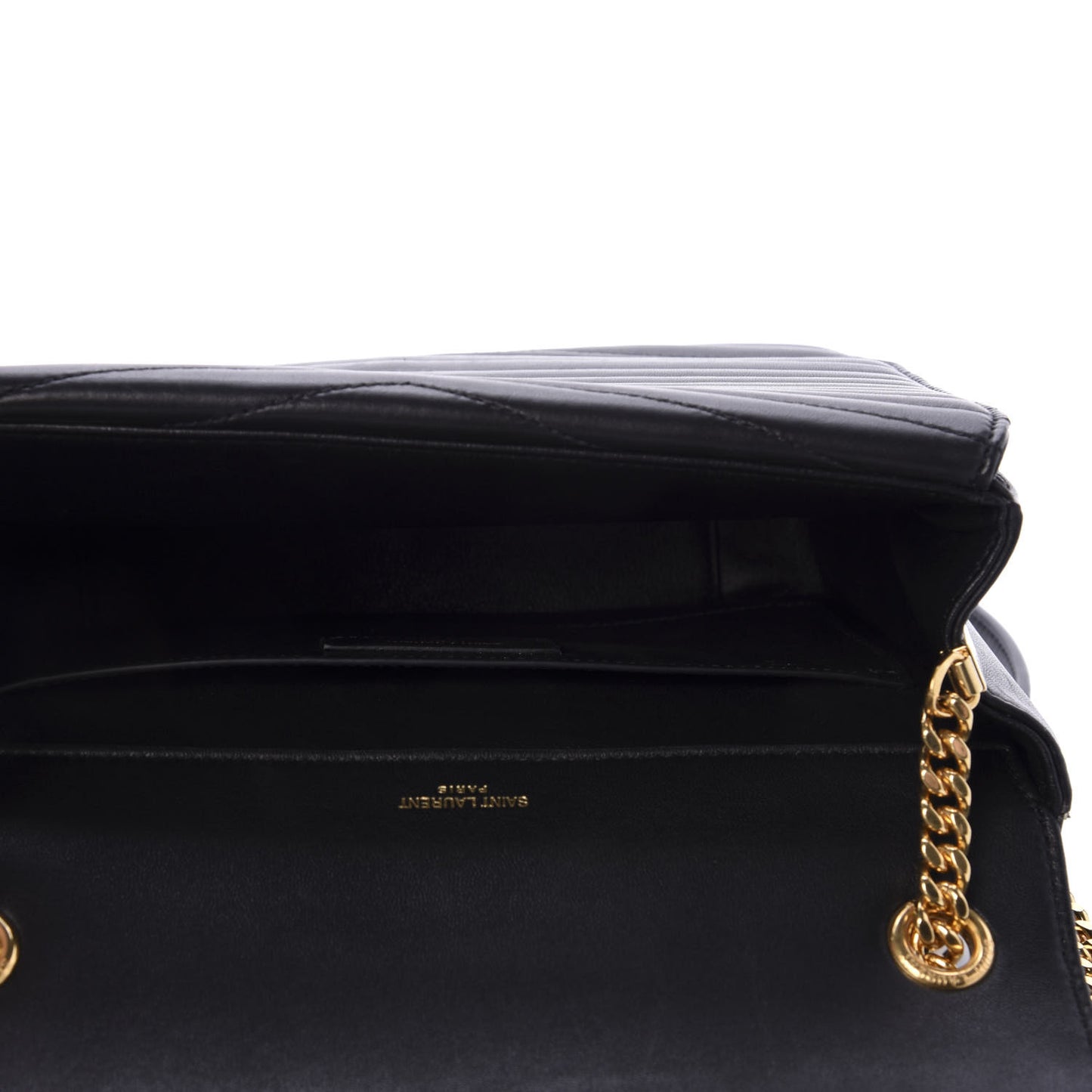 Lambskin Matelasse Chevron Monogram Medium Sulpice Bag Black