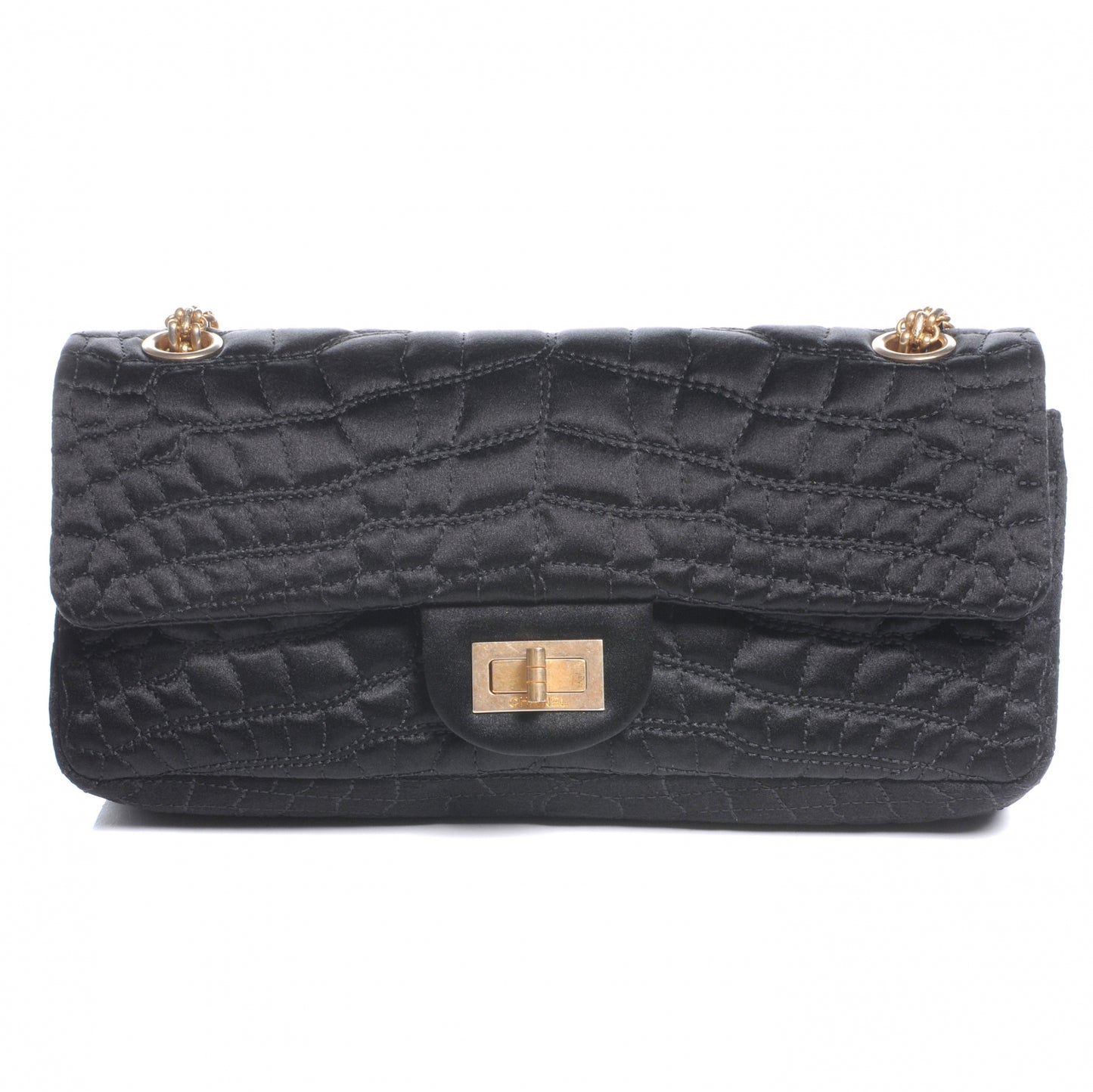 Satin Croc 2.55 Reissue Flap Black