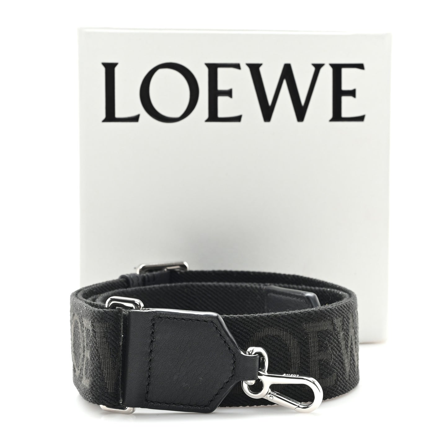 Calfskin Jacquard Webbing Anagram Strap Black