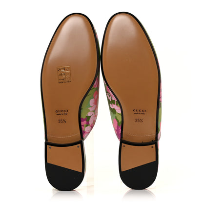Gucci X KEN SCOTT Malaga Kid Floral Women's Princetown Slippers 35.5 Green Lilac Water Plant 5 of 10