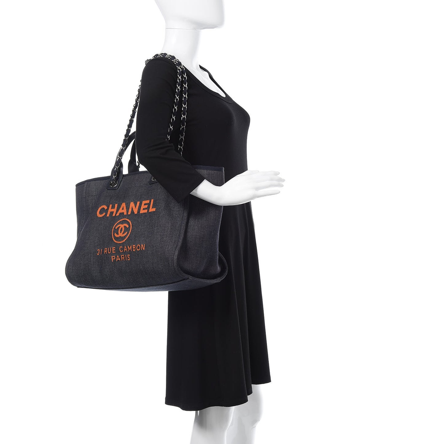 Canvas Large Deauville Tote Blue Orange