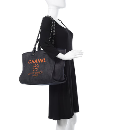 Chanel Canvas Large Deauville Tote Blue Orange 2 of 10