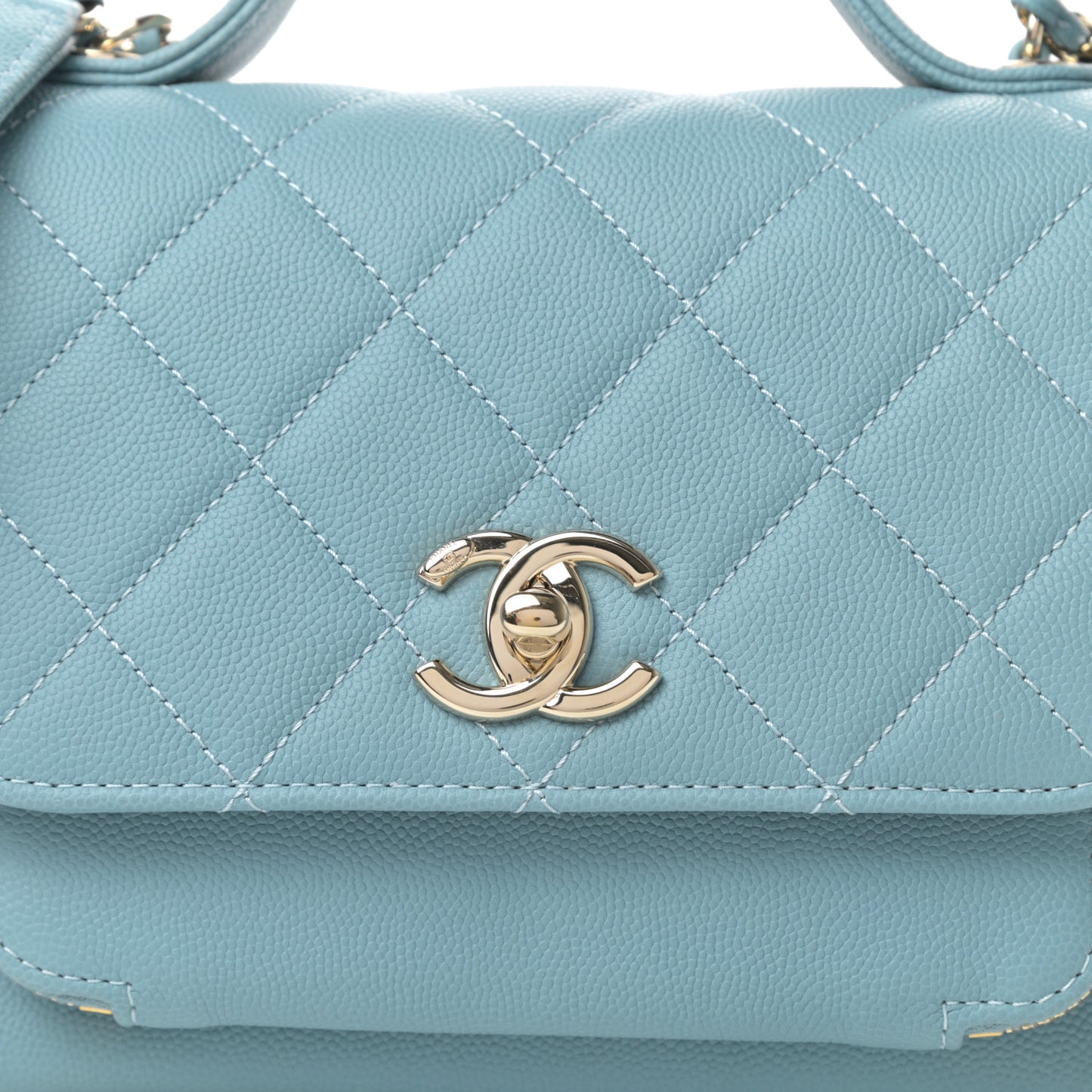 Caviar Quilted Small Business Affinity Flap Light Blue