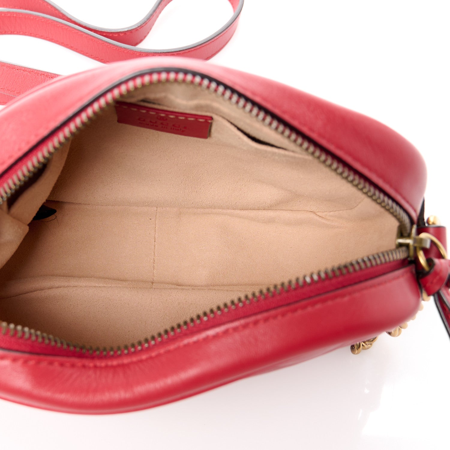 Gucci Calfskin Matelasse Mini GG Marmont Chain Shoulder Bag Hibiscus Red 5 of 11