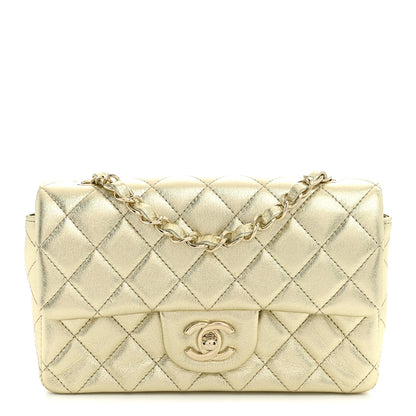 Chanel Metallic Lambskin Quilted Mini Rectangular Flap Gold 1 of 11